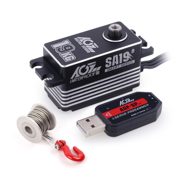 Original AGFRC SA19 Steel Gear 8.4V 19KG 0.073s Low Profile Smart Winch 360 Degree Digital Programmable Brushless RC Car Robo